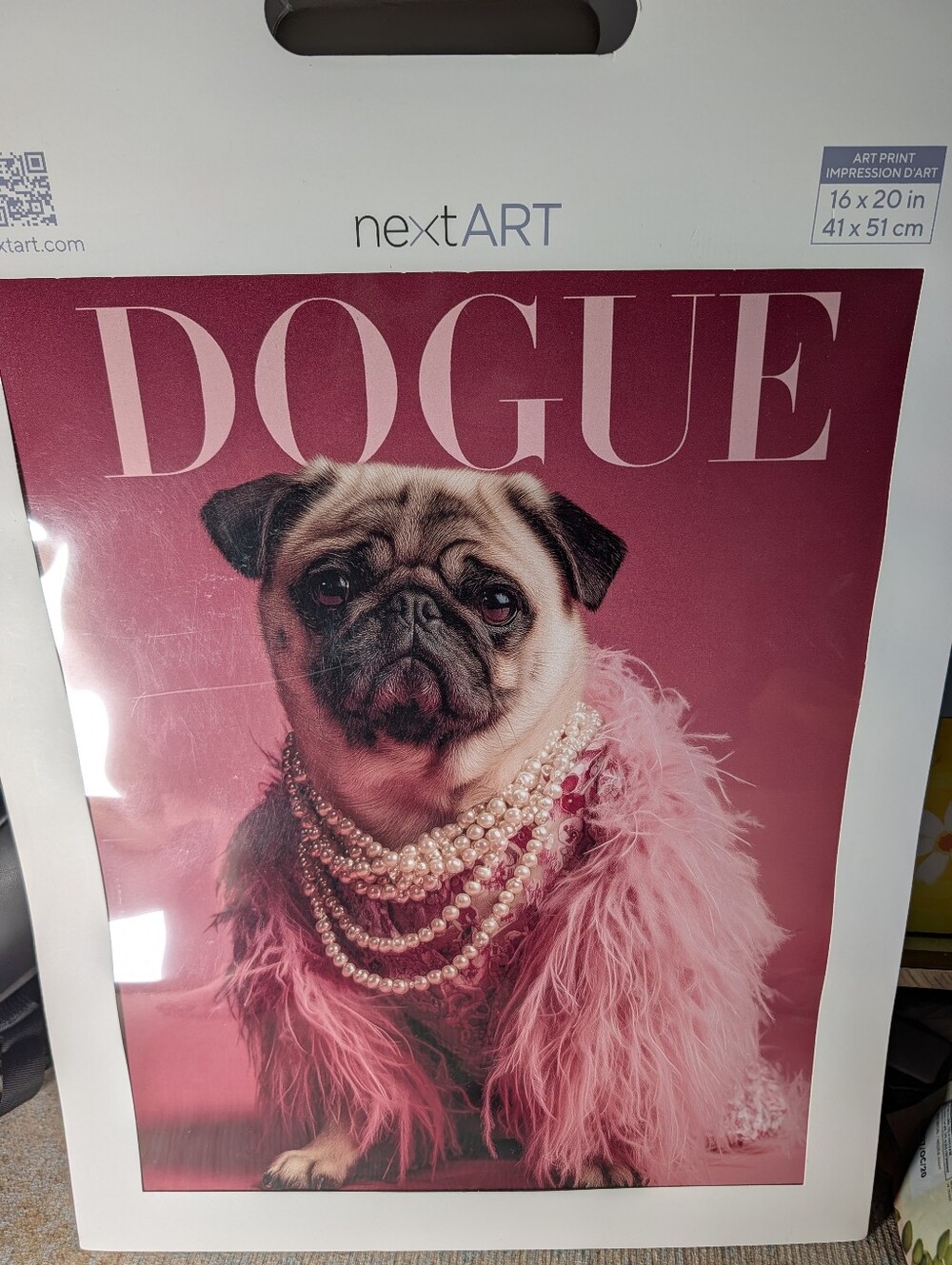 NextArt DOGUE Pink Pug Art Print 16x20"